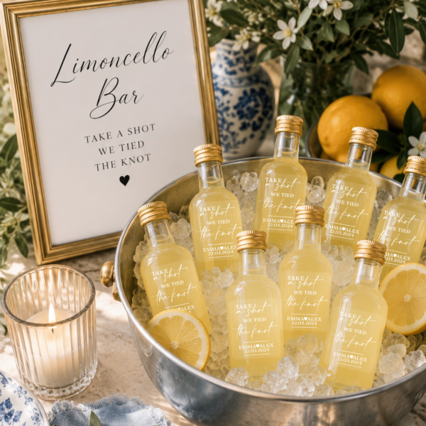 Take a Shot We Tied the Knot Personalised Wedding Favour Stickers