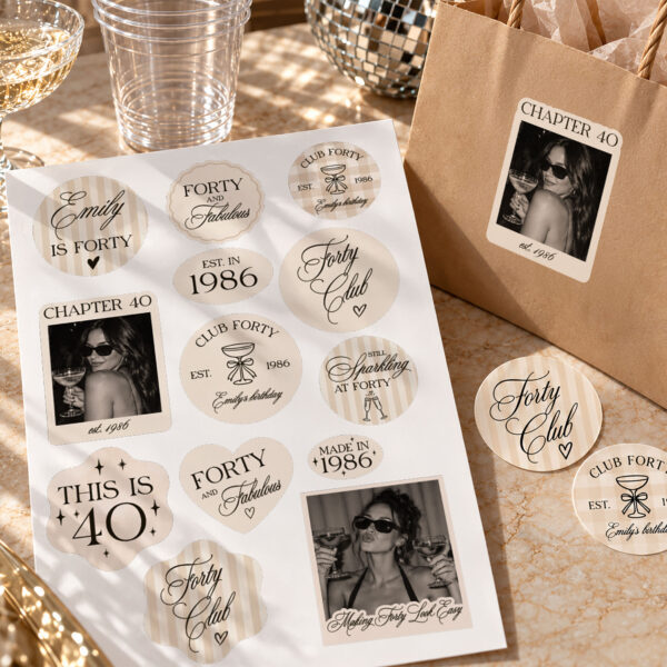 40th Birthday Sticker Sheet - Forty Club