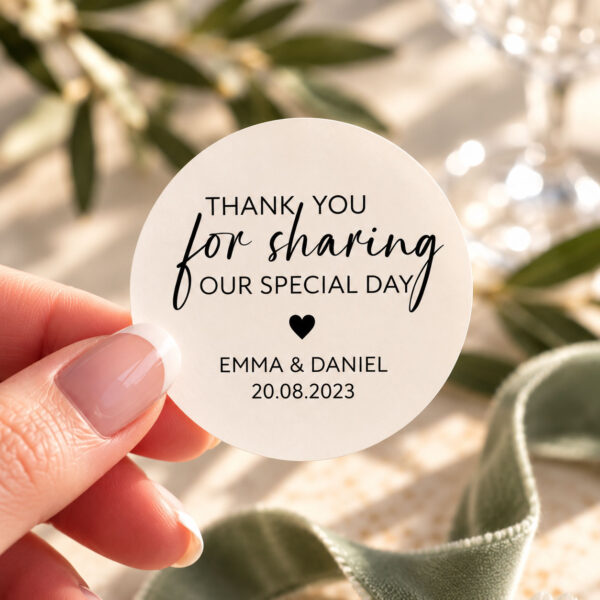 Thank you for sharing our special day wedding stickers