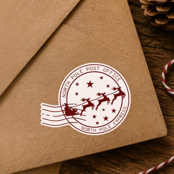 North Pole Express and North Pole Post Office Christmas stamp stickers